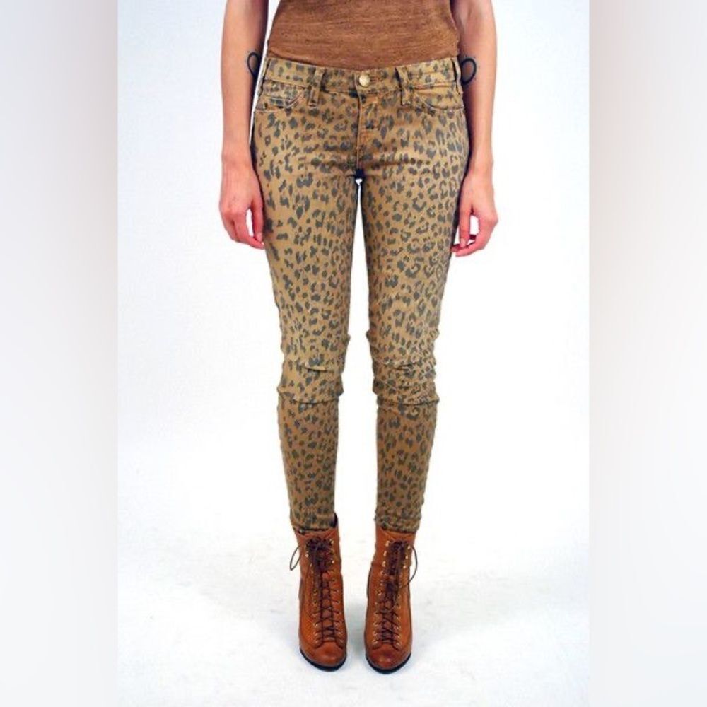 Current Elliot The Stilleto Jeans Camel Leopard High Waist Size 32